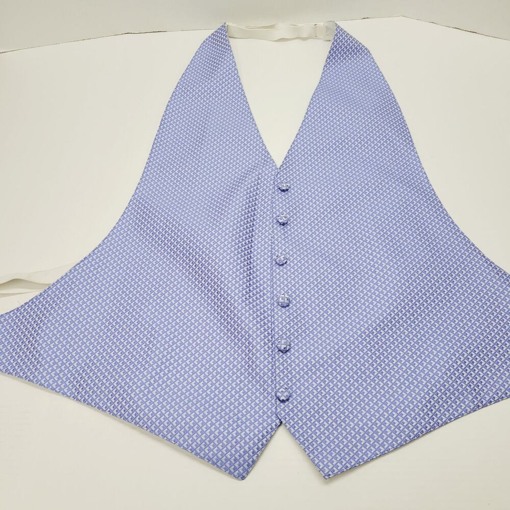 After Six Formal Open Back Vest Blue Diamond Wedding Prom Mens XLarge